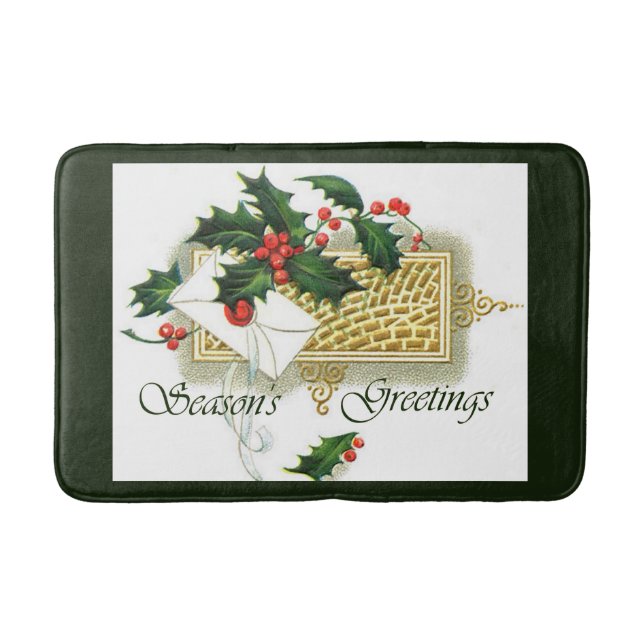 Vintage Frohe Festtage Weihnachten Badematte (Vorderseite)