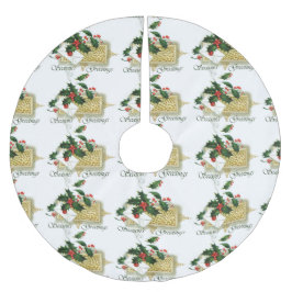 Vintage Frohe Festtage Weihnachten Polyester Weihnachtsbaumdecke