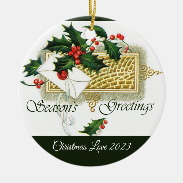 Vintage Frohe Festtage Weihnachtsschmuck (Vorne)