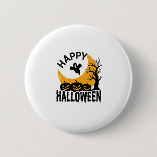Vintage Frohe Halloween-Geist-Kürbis-Shirt-Design Button