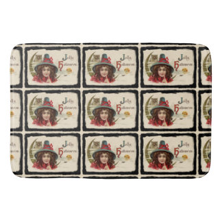Vintage Frohe Halloween-Hexenmuster Badematte