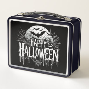Vintage Frohe Halloween Kunst Metall Brotdose