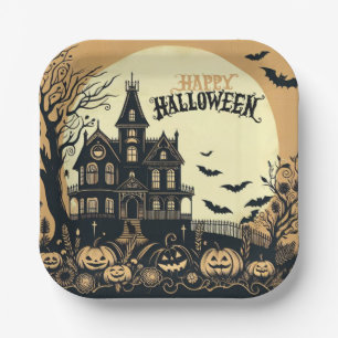 Vintage Frohe Halloween Kunst Pappteller