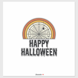 Vintage Frohe Halloween-Spinnennetz-Vektorgestaltu Aufkleber
