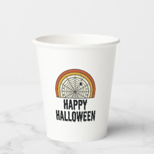 Vintage Frohe Halloween-Spinnennetz-Vektorgestaltu Pappbecher