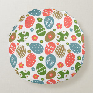 Vintage Frohe Ostern Blüten Rundes Kissen