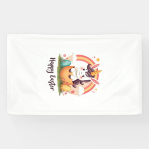 Vintage Frohe Ostern Einhorn Regenbogen Ei Süße Ki Banner