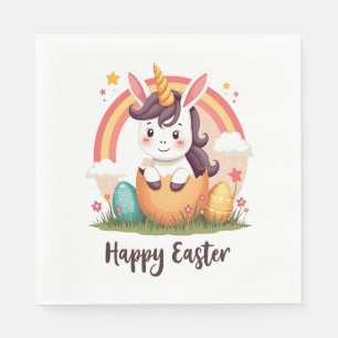 Vintage Frohe Ostern Einhorn Regenbogen Ei Süße Ki Serviette