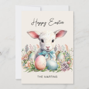 Vintage Frohe Ostern Lamm Pastell Eier Feiertagskarte