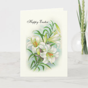 Vintage Frohe Ostern Weiße Lilien wünschen Freude Feiertagskarte