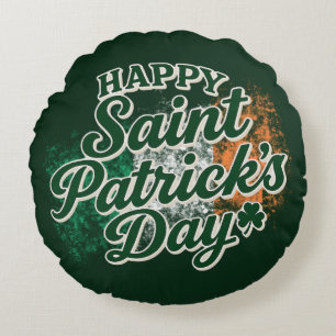 Vintage Frohe St. Patrick's Day Rundes Kissen
