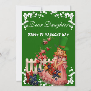 Vintage Frohe St. Patricks Day Tochter, Blumen Feiertagskarte