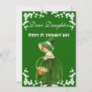 Vintage Frohe St. Patricks Day Tochter, Kleeblatt Feiertagskarte