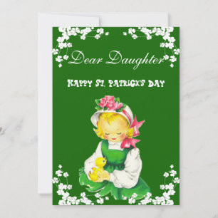 Vintage Frohe St. Patricks Day Tochter, Kleeblatt  Feiertagskarte