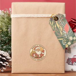 Vintage Frohe und strahlende Weihnachten Runder Aufkleber