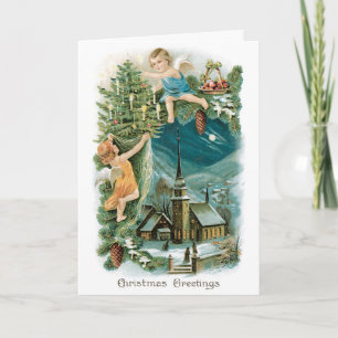 Vintage frohe Weihnacht-Karte - Engel Feiertagskarte