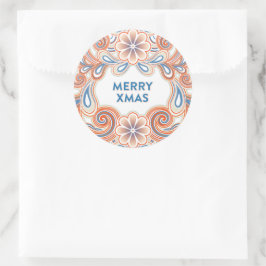 Vintage Frohe Weihnachten Aufkleber mit orangefarb