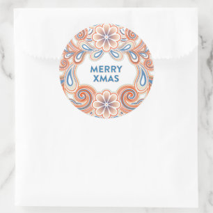 Vintage Frohe Weihnachten Aufkleber mit orangefarb