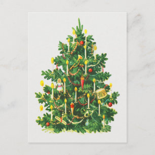 Vintage Frohe Weihnachten Baum Grüße Postkarte