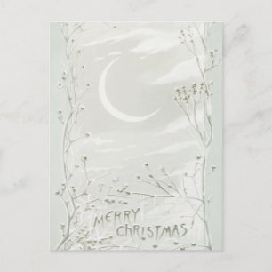 Vintage Frohe Weihnachten Baum Mond Himmel Schnee