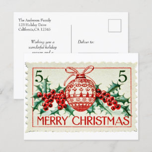 Vintage Frohe Weihnachten Briefmarke