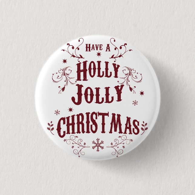 Vintage Frohe Weihnachten Button (Vorderseite)