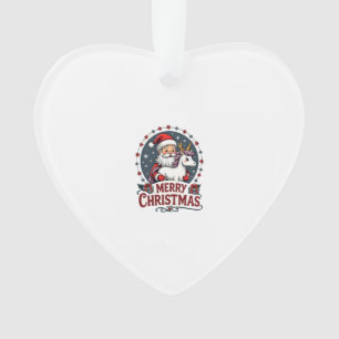 Vintage Frohe Weihnachten Einhorn Santa Lustiges C Ornament
