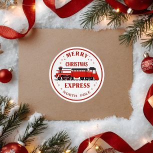 Vintage Frohe Weihnachten Express-Zug Nordpol Runder Aufkleber