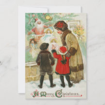 Vintage Frohe Weihnachten Familie Mutter und Kind