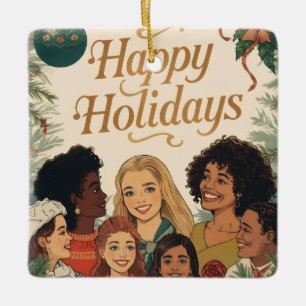 Vintage Frohe Weihnachten Familie Neujahrsbotschaf Keramikornament