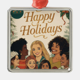 Vintage Frohe Weihnachten Familie Neujahrsbotschaf Ornament Aus Metall