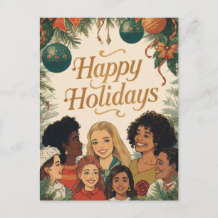 Vintage Frohe Weihnachten Familie Neujahrsbotschaf Postkarte