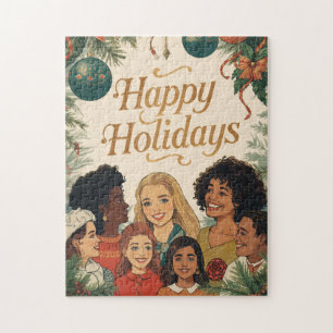 Vintage Frohe Weihnachten Familie Neujahrsbotschaf Puzzle
