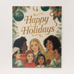 Vintage Frohe Weihnachten Familie Neujahrsbotschaf Puzzle