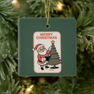 Vintage Frohe Weihnachten Feiertag Santa liest Keramikornament