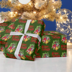Vintage "Frohe Weihnachten" Glocken Geschenkpapier