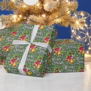 Vintage-"Frohe Weihnachten"-Glocken-Geschenkpapier Geschenkpapier