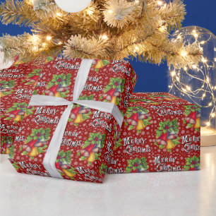 Vintage-"Frohe Weihnachten"-Glocken-Geschenkpapier Geschenkpapier