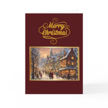 Vintage Frohe Weihnachten mit schneebedeckter Stad