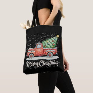 Vintage Frohe Weihnachten Old Fashioned Roter LKW