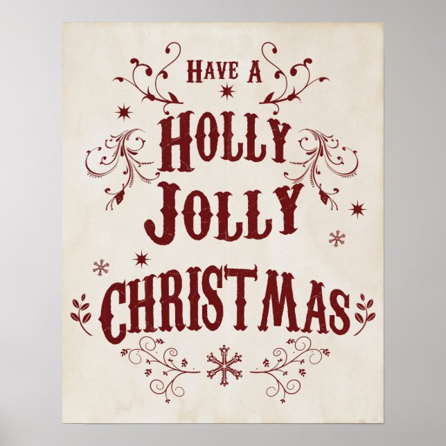 Vintage Frohe Weihnachten Poster (Vorne)