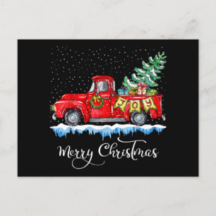 Vintage Frohe Weihnachten Roter LKW Altmodisch Ch