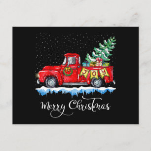 Vintage Frohe Weihnachten Roter LKW Altmodisch Ch Begleitkarte