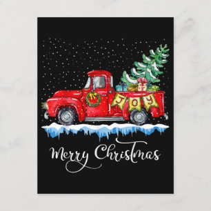 Vintage Frohe Weihnachten Roter LKW Altmodisch Ch Begleitkarte