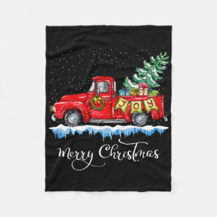 Vintage Frohe Weihnachten Roter LKW Altmodisch Ch Fleecedecke