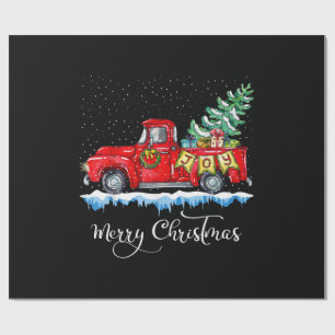 Vintage Frohe Weihnachten Roter LKW Altmodisch Ch Geschenkpapier