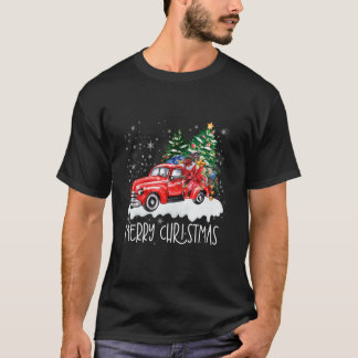 Vintage Frohe Weihnachten Roter LKW Weihnachtsbaum T-Shirt