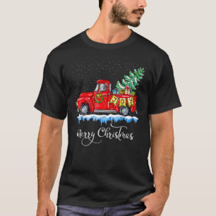 Vintage Frohe Weihnachten Rotes Lastwagen Altmodis T-Shirt