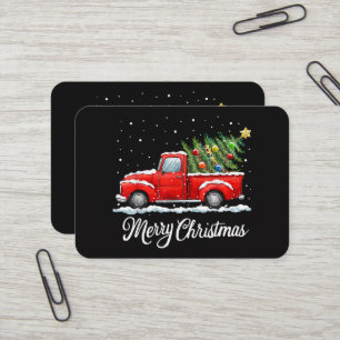 Vintage Frohe Weihnachten Rotes Lastwagen mit Baum Visitenkarte