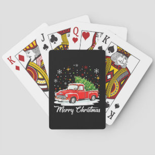 Vintage Frohe Weihnachten Rotes Lastwagen Santa Ba Spielkarten